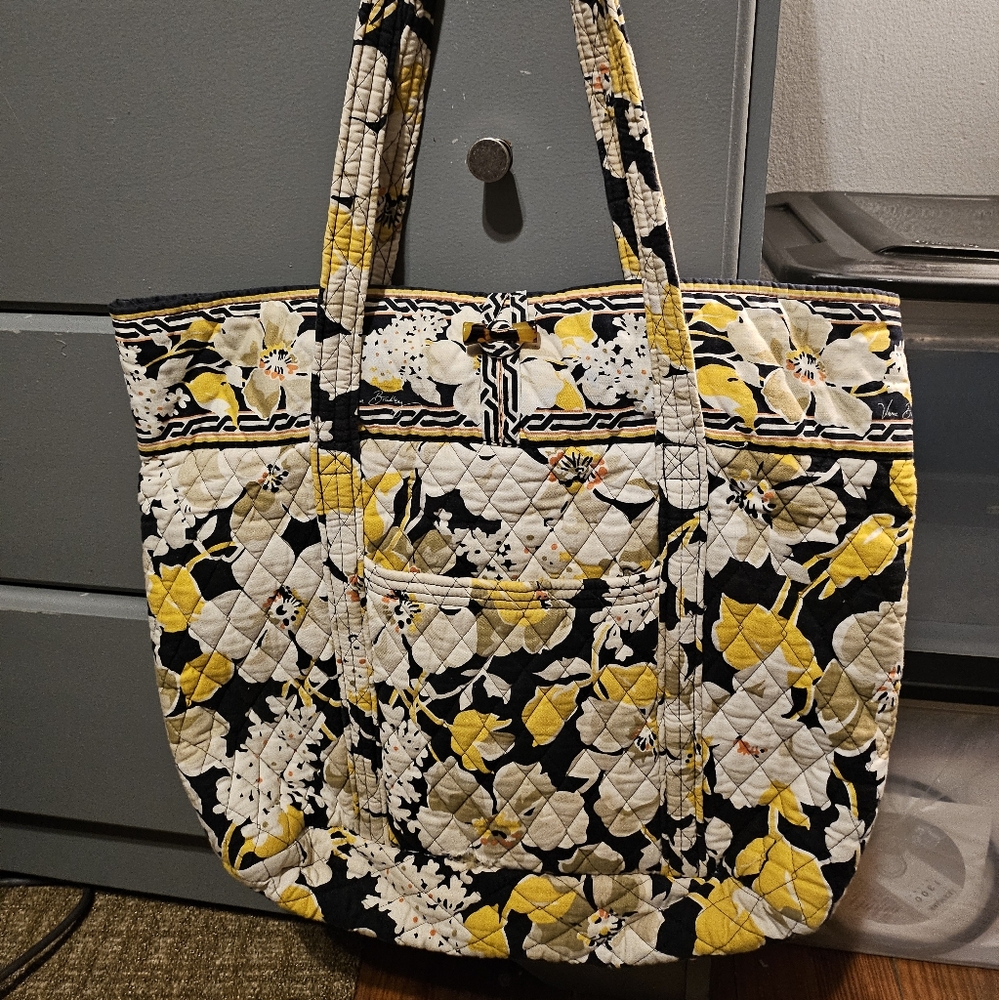 VERA Bradley Yellow Floral Print Tote Bag